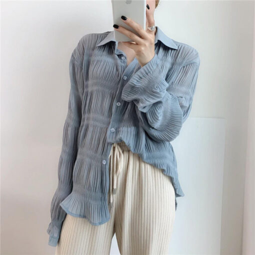 Casual Fold Blouse Soft Girl Shirt