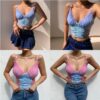 Soft Girl Patchwork Mesh Sexy Cami Top