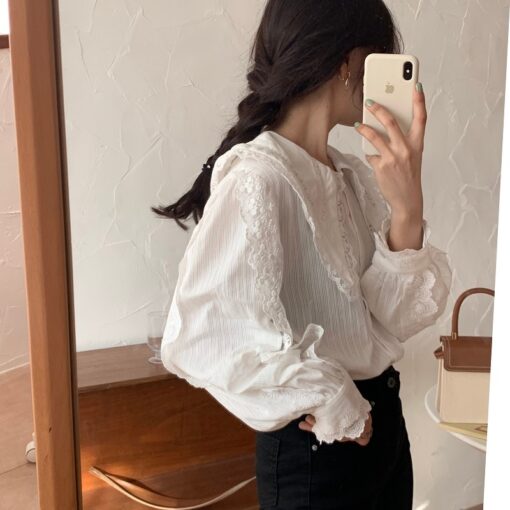 Elegant Lace Doll Collar Blouse Shirt