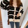 Kawaii Soft Girl Vintage Floral Knitted Cardigan Sweater