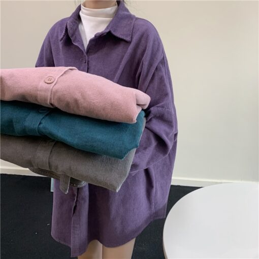 Cute Soft Girl Oversized Corduroy Coat