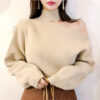 Asymmetrical Softie Halter Bare Shoulder Sweater