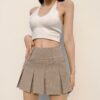 Soft Girl Pleated Striped Preppy Style Mini Skirt