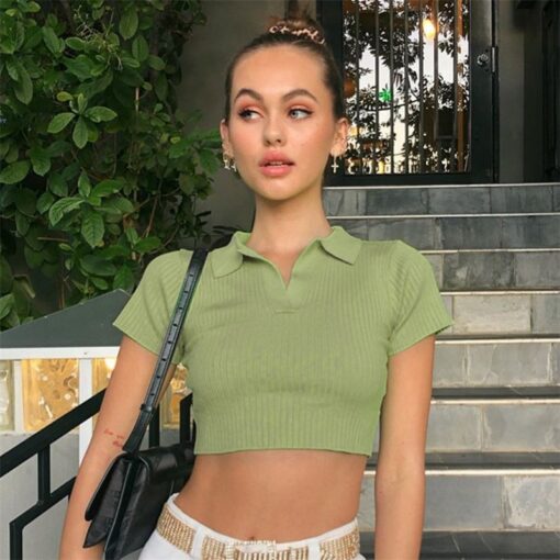 Soft Girl Casual Knitted Crop Top