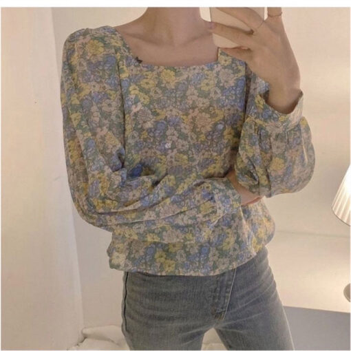 Cute Elegant Vintage Floral Loose Blouse Shirt