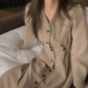 Vintage Oversize Button Soft Girl Long Sleeve Dress 4
