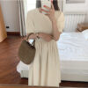 Square Collar Cotton Casual Short Sleeve Dress 4