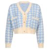 Soft Girl Cute Plaid Print Cardigan Knitted Sweater