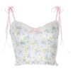Frill Lace Floral Print Soft Girl Crop Top