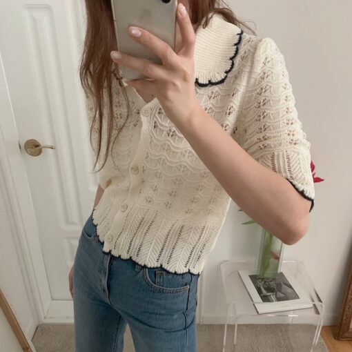 Cute Casual Knitted Short Sleeve Sweater