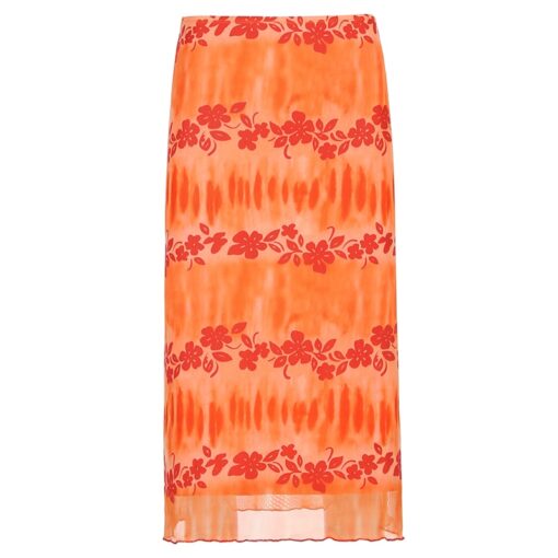 Summer Floral Print Soft Girl Midi Skirt