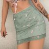 Soft Girl Floral Print Mesh Sweat Cute Skirt