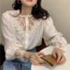 Lace Floral Collar Elegant Full Sleeve Blouse Shirt