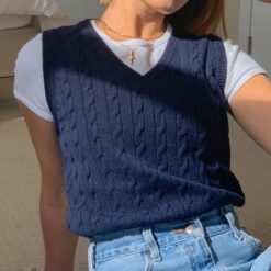 Soft Girl Preppy Style Knitted Sleeveless Sweater