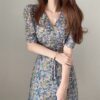 Vintage Floral Chiffon Short Sleeve Dress 10